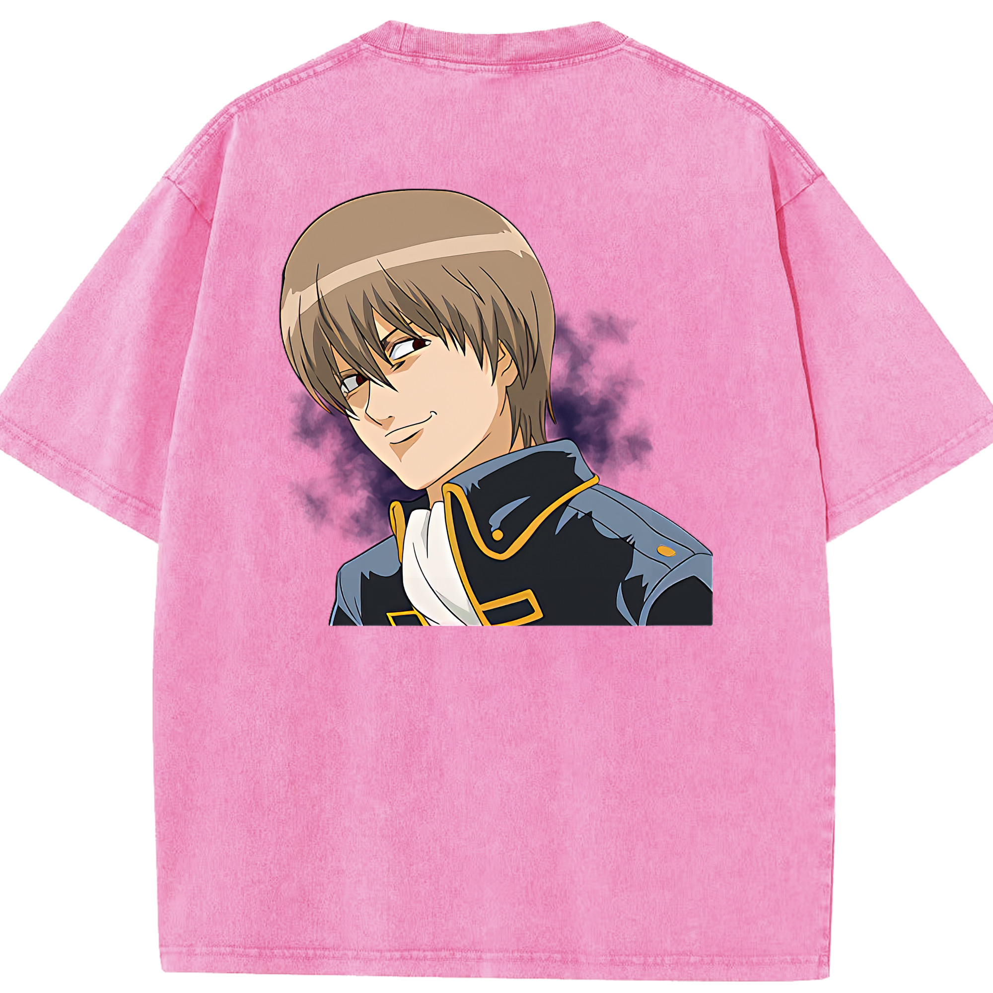 （画像用） ぎんたま 坂田銀時（さかたぎんとき） 神楽 志村新八（しむら しんぱち） GINTAMA Sakata Gintoki Kagura Shimura Shinpachi 綿100% ヴィンテージ風 半袖Tシャツ（背面プリント）